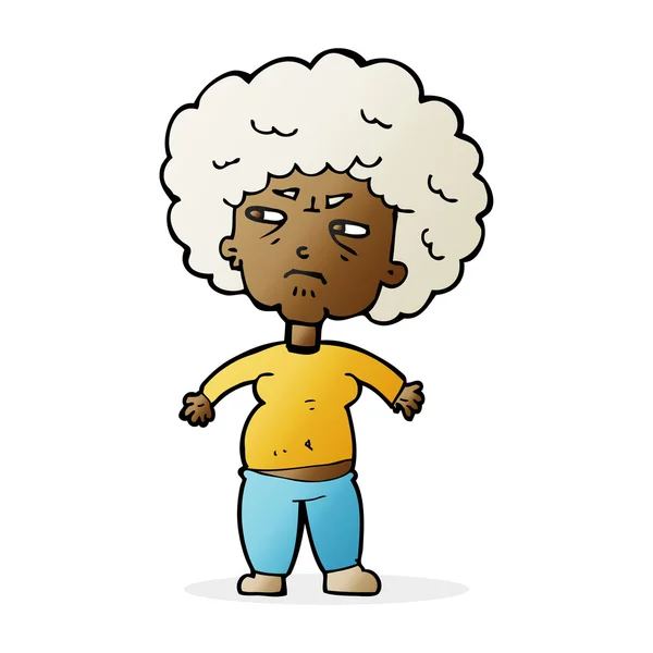 Cartoon annoyed old woman — Stock Vector