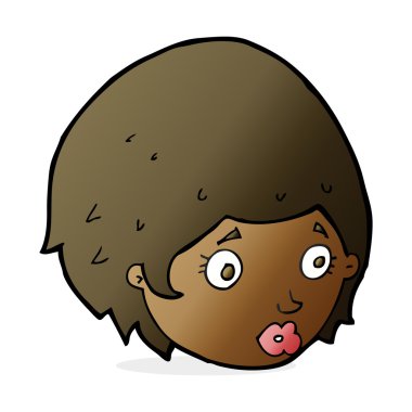 Çizgi film kızı endişeli yüz ifadesiyle