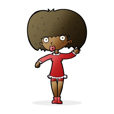 karikatür sallayarak kız