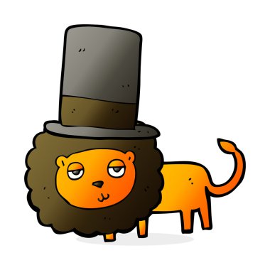 Çizgi film aslanı silindir şapkalı