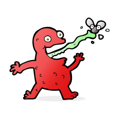 Çizgi film kurbağası sinek yakalıyor