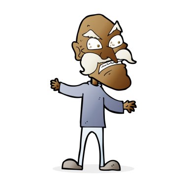 Çizgi film kızgın yaşlı adam.