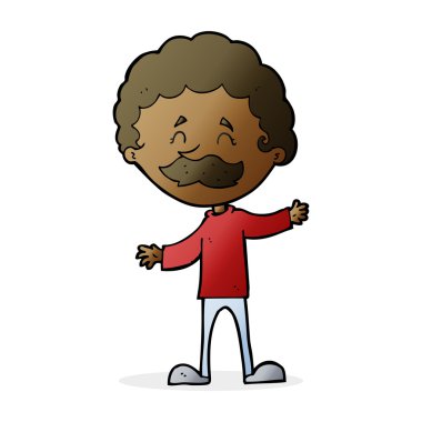 Çizgi filmdeki bıyıklı mutlu adam