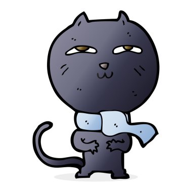 Komik kedi eşarp takıyor.