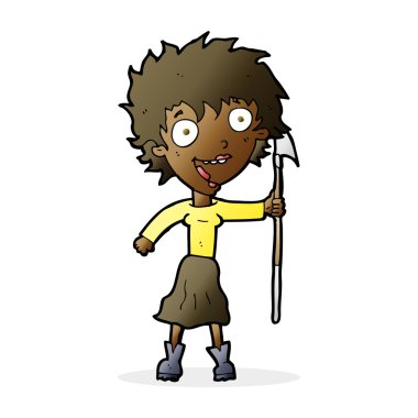 Mızraklı çılgın kadın çizgi filmi.