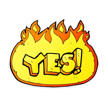 çizgi film alevli evet sembolü