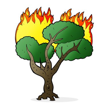 karikatür yanan ağaç