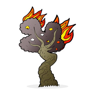 çizgi film yaşlı ağacı yakıyor.