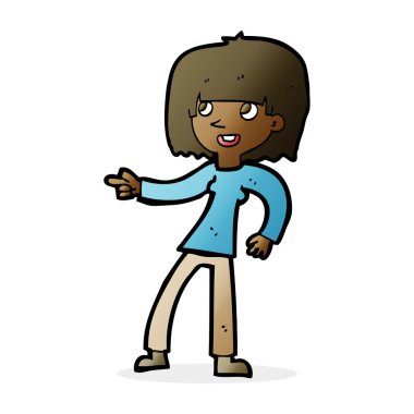 işaret eden karikatür kız