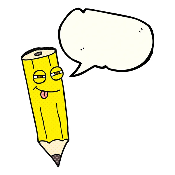 Sly comic book speech bubble cartoon pencil — Stock Vector