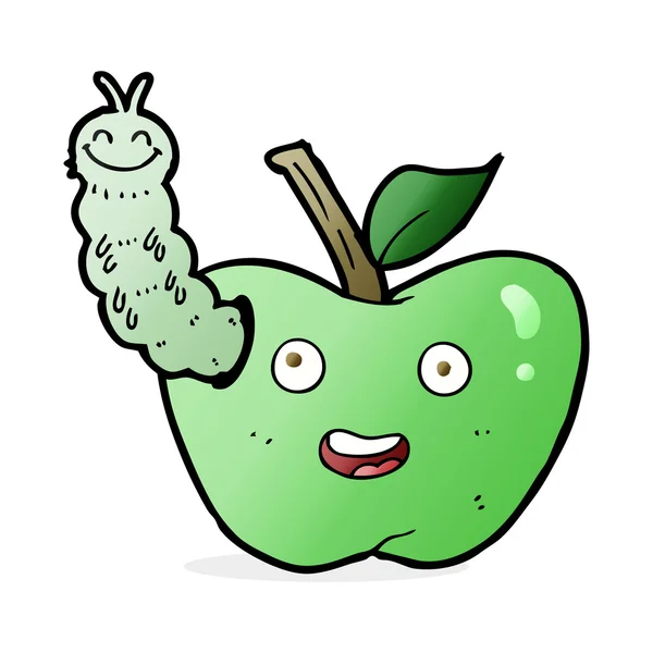 Kreskówki jabłko z robakiem — Wektor stockowy