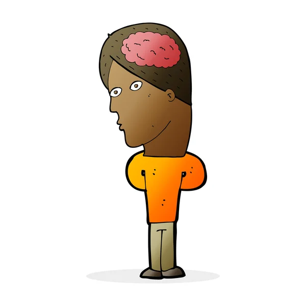 Hombre de dibujos animados con gran cerebro — Vector de stock