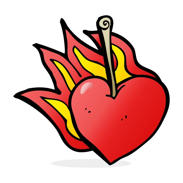 Мультяшний палаючий серце вишня — стоковий вектор