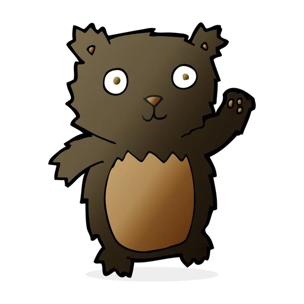 Cartoon waving black bear cub — Stock Vector