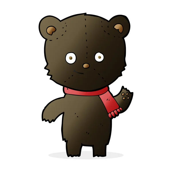 Dibujos animados oso negro ondeando — Vector de stock