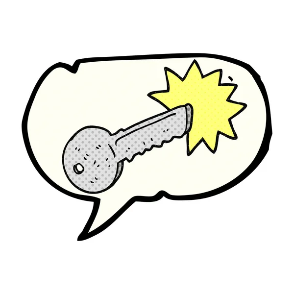 Comic book speech bubble cartoon door key — Stock Vector