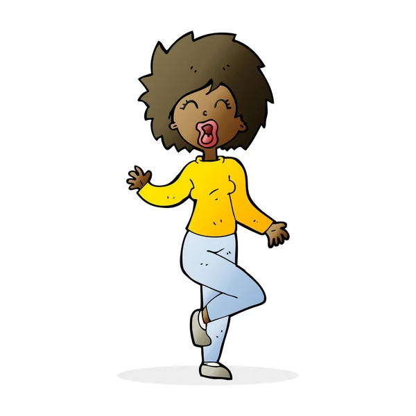 Mujer de dibujos animados bailando — Vector de stock