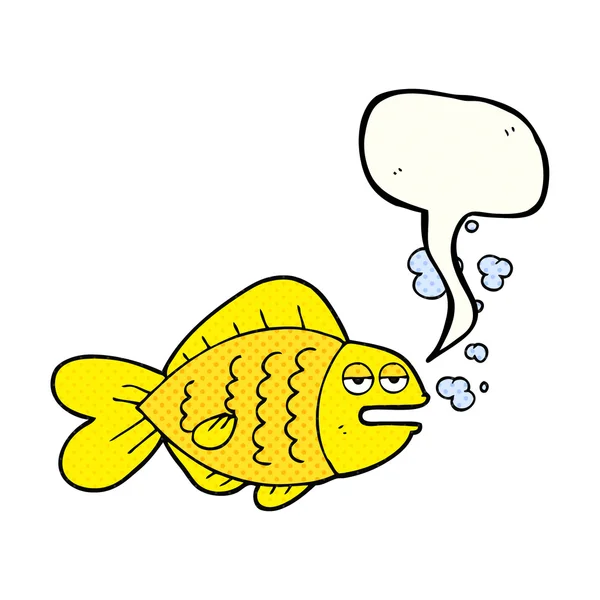 Bande dessinée parole bulle dessin animé drôle poisson — Image vectorielle
