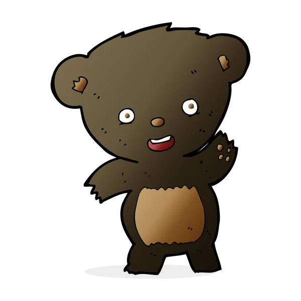 Desenho animado acenando urso preto —  Vetores de Stock