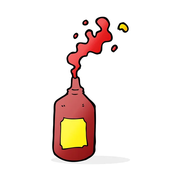 Dessin animé gicler ketchup bouteille — Image vectorielle