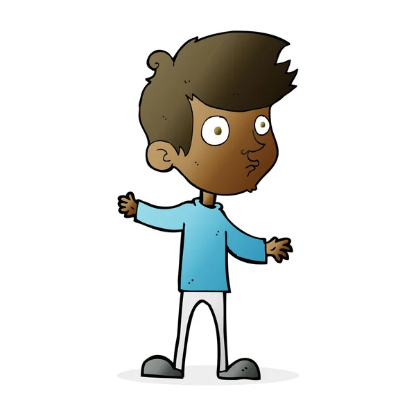 Cartoon nieuwsgierig jongen — Stockvector