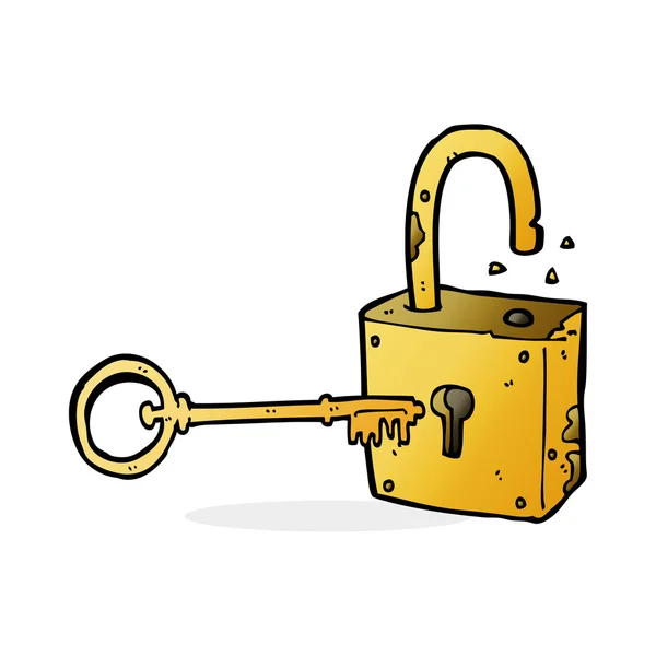 Caroon rusty old padlock — Stock Vector