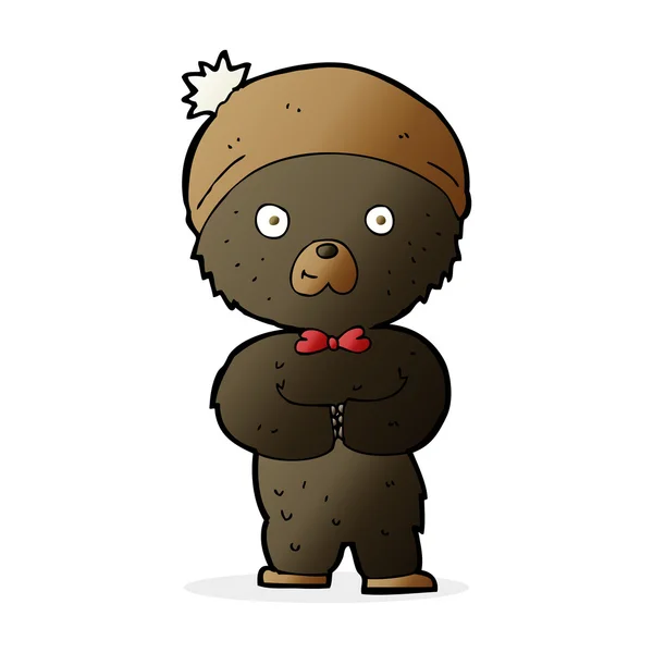 Dibujos animados pequeño oso negro — Vector de stock