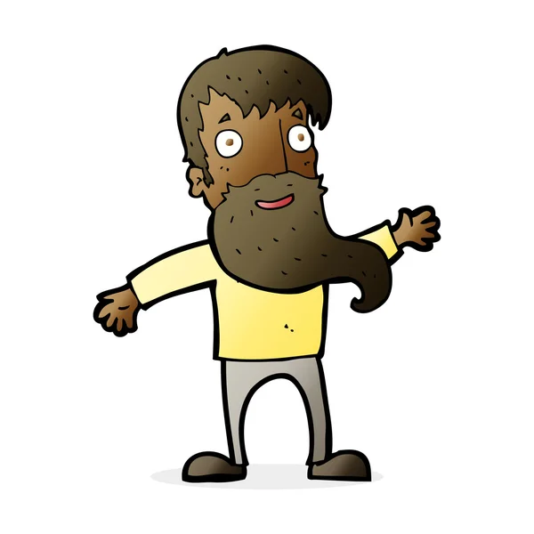 Hombre de dibujos animados con barba ondeando — Vector de stock