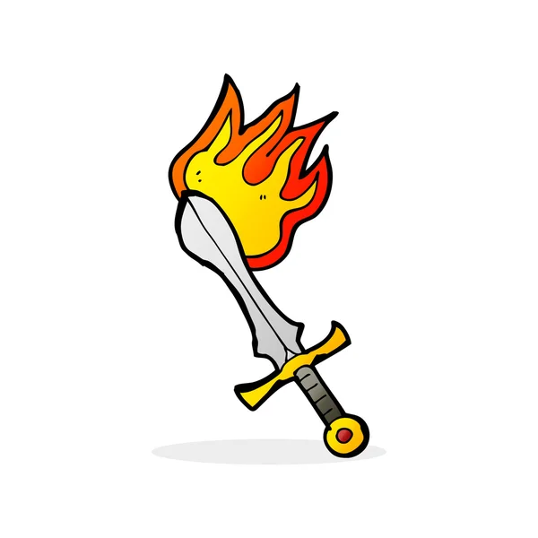 Cartoon flaming sword — Stock Vector
