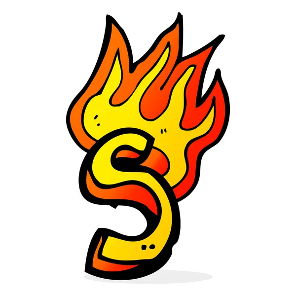 Cartoon illustration of flaming letter — Stock Vector