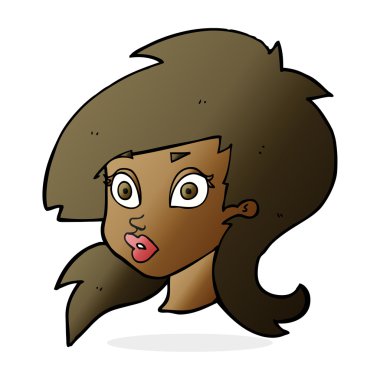 Çizgi film oldukça şaşırmış bir kadın.