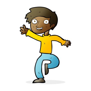 çizgi film heyecanlı çocuk dans ediyor.