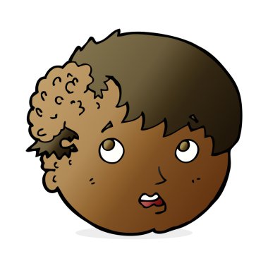 Kafasında çirkin bir büyüme olan çizgi film çocuğu.