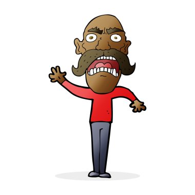 Çizgi film kızgın yaşlı adam.