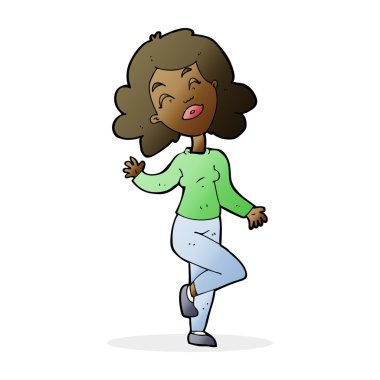 Çizgi film mutlu kadın dansı