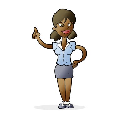 Harika bir fikri olan çizgi film kadını.