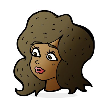 Çizgi filmdeki kadın endişeli görünüyor.