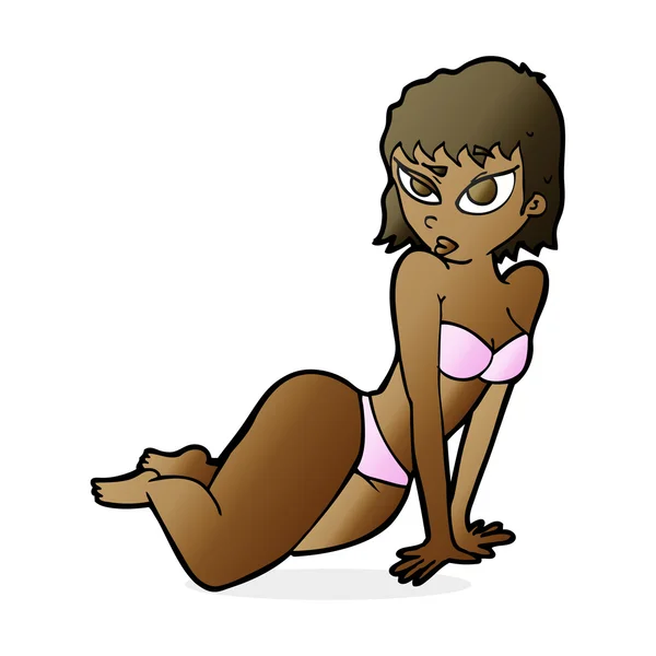 Cartoon sexy vrouw in ondergoed — Stockvector