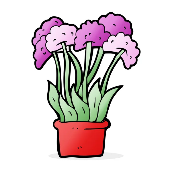 Fleurs de dessin animé en pot — Image vectorielle