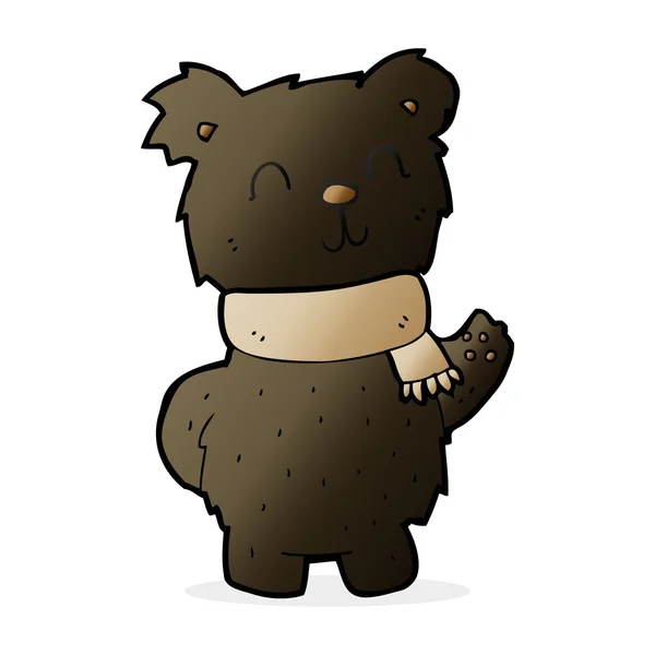 Cartoon waving black bear — Stock Vector