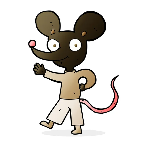 Cartoon waving mouse — Stock Vector
