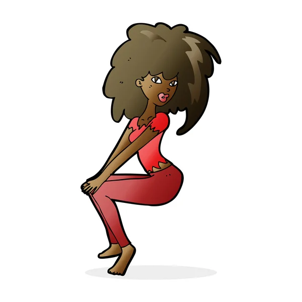 Donna dei cartoni animati con grandi capelli — Vettoriale Stock