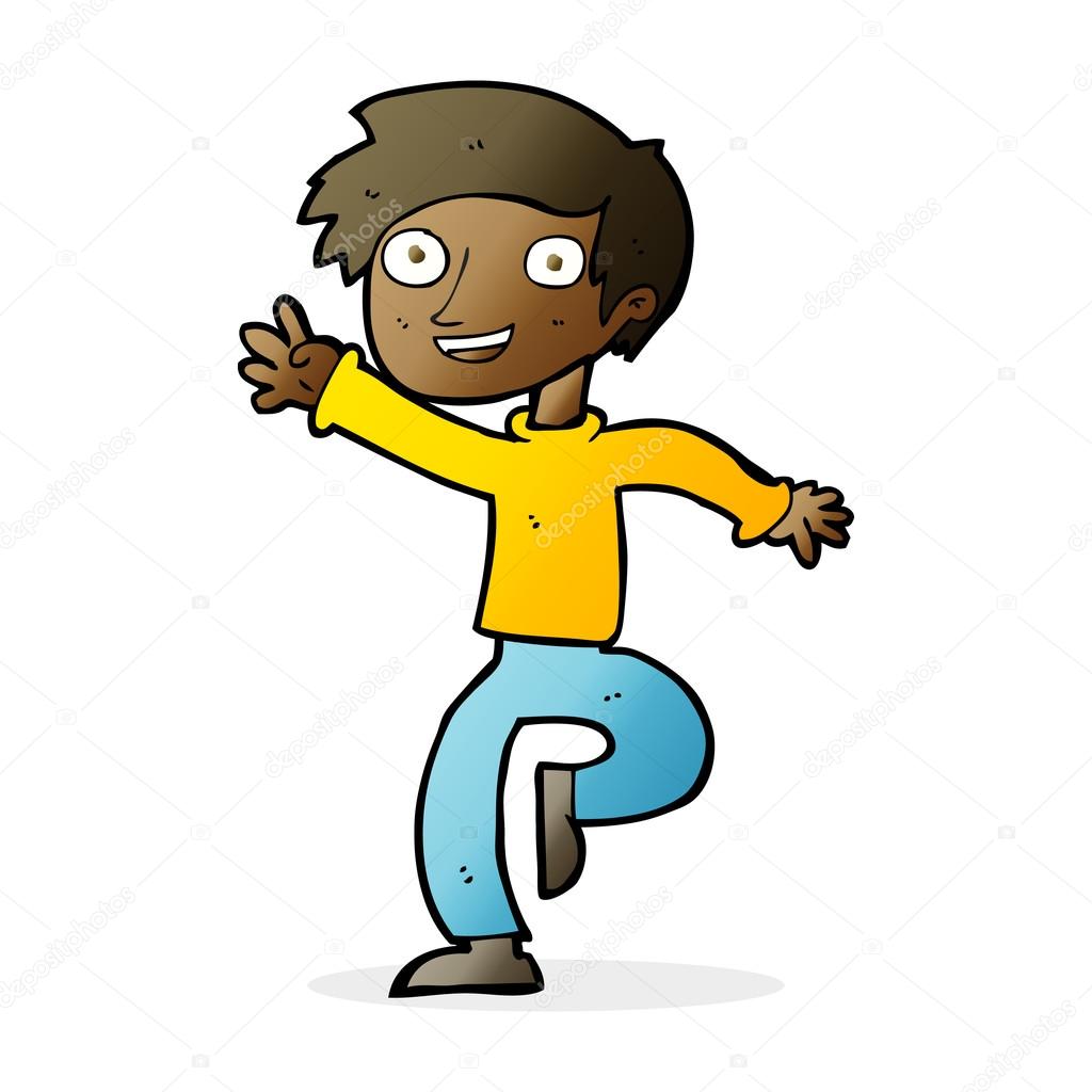 Cartoon excited boy dancing Stock Vector Image by ©lineartestpilot  #101825900
