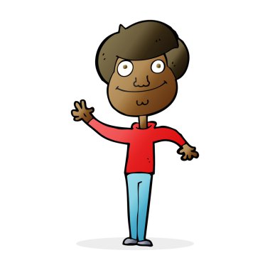 Çizgi film mutlu adam el sallıyor