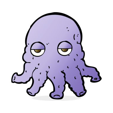 Çizgi film uzaylı mürekkep balığı suratlı