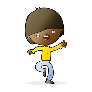 çizgi film mutlu çocuk dans ediyor.