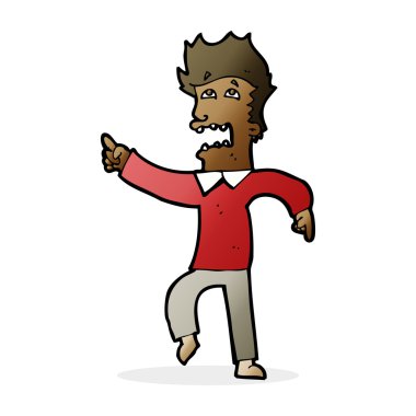 Çizgi filmdeki korkmuş adam işaret ediyor.