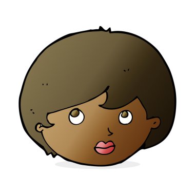 çizgi film kadın yüzü yukarı bakıyor.