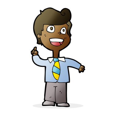 çizgi film çocuğu elini kaldırıyor.