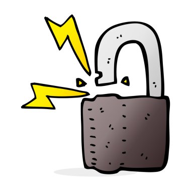 karikatür asma kilit simgesi